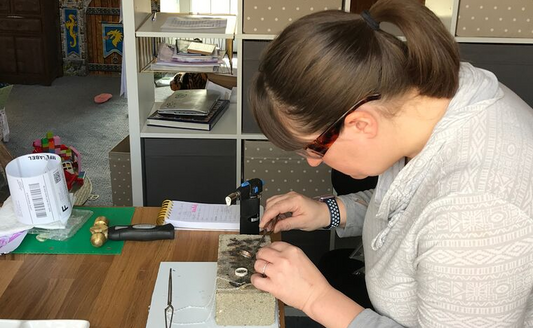 Amber stamping pieces of jewelry