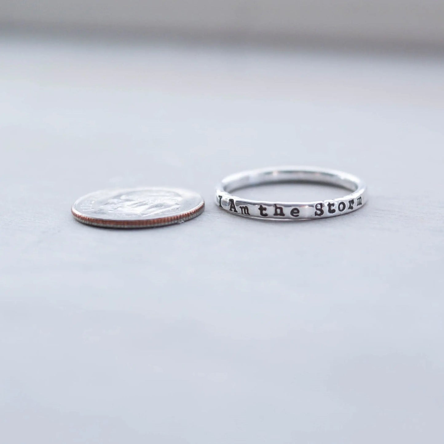 Image of I am the storm inspirational ring on sterling silver
