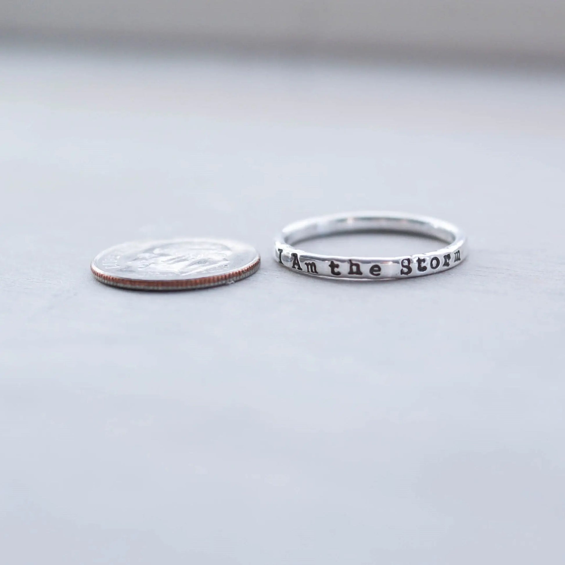 Image of I am the storm inspirational ring on sterling silver