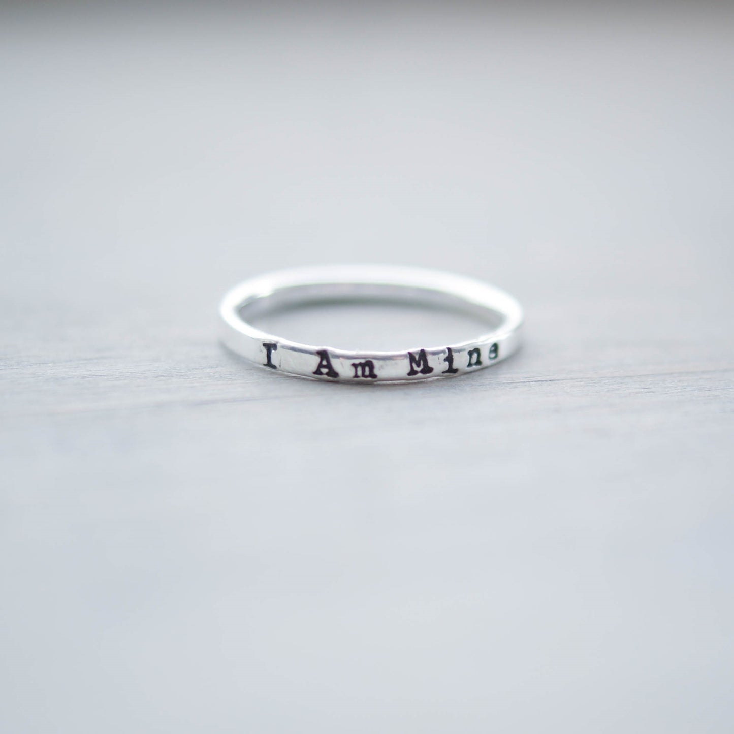 Sterling Silver Stacking Ring handstamped with I Am Mine