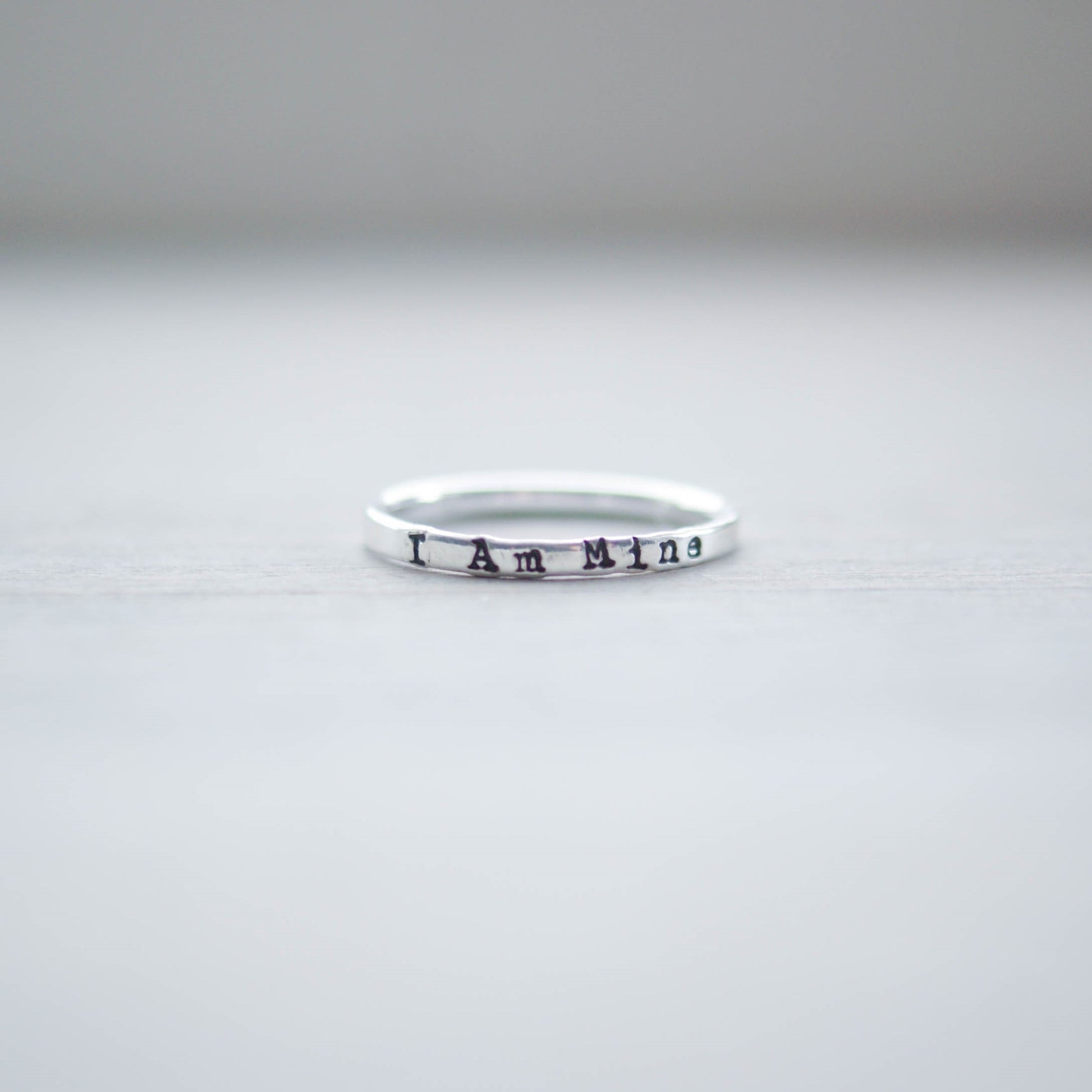 Sterling Silver Stacking Ring handstamped with I Am Mine