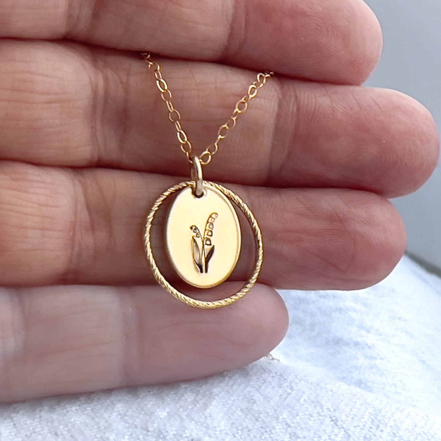 Birth Flower Necklace in Gold Filled