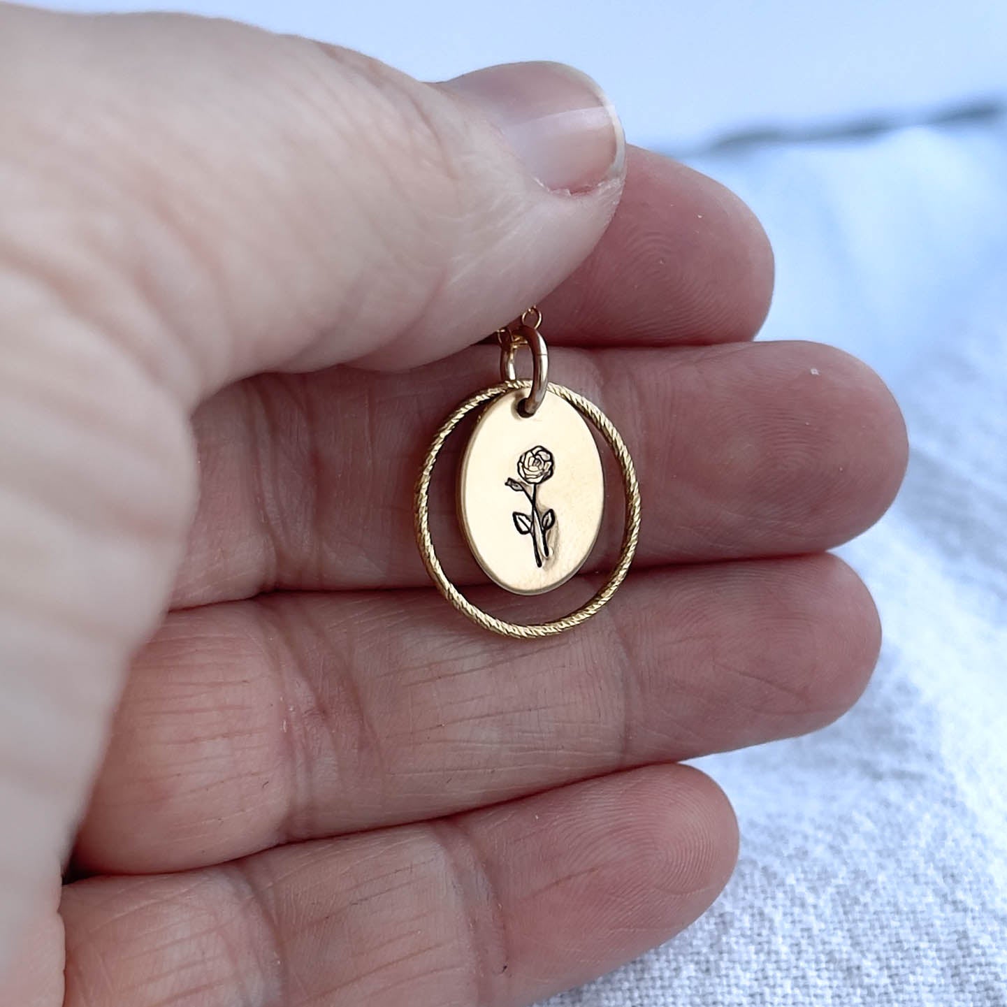 Birth Flower Necklace in Gold Filled