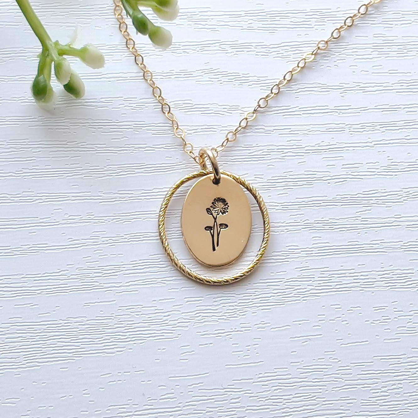 Water Lily Necklace Gold Birth Flower Necklace July Birthday Gift for 30th Birthday Gift for Daughter