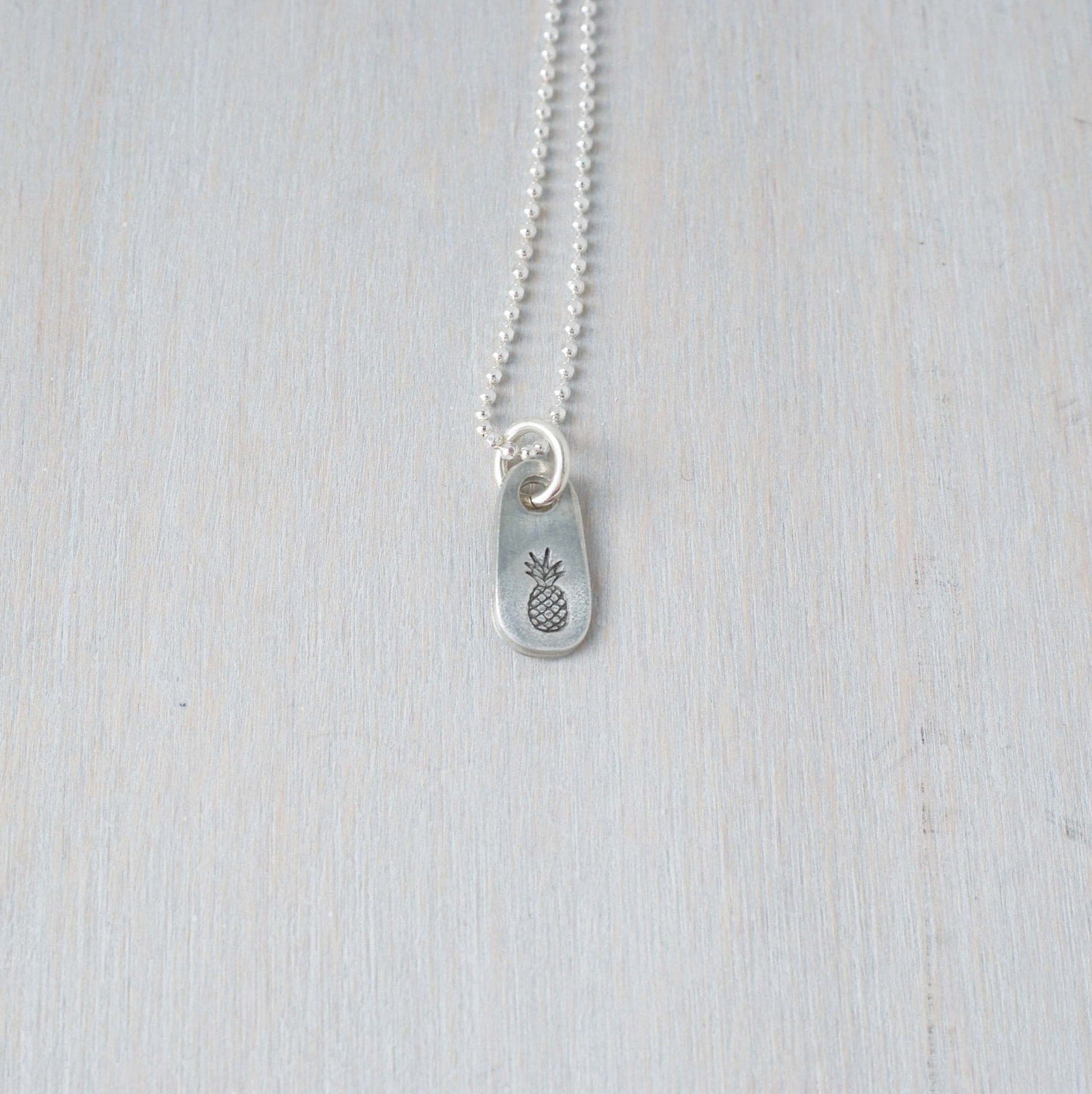 Dainty silver Pineapple necklace in artisan pewter