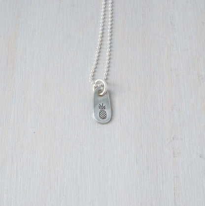 Dainty silver Pineapple necklace in artisan pewter