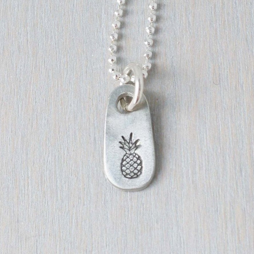 Dainty silver Pineapple necklace in artisan pewter