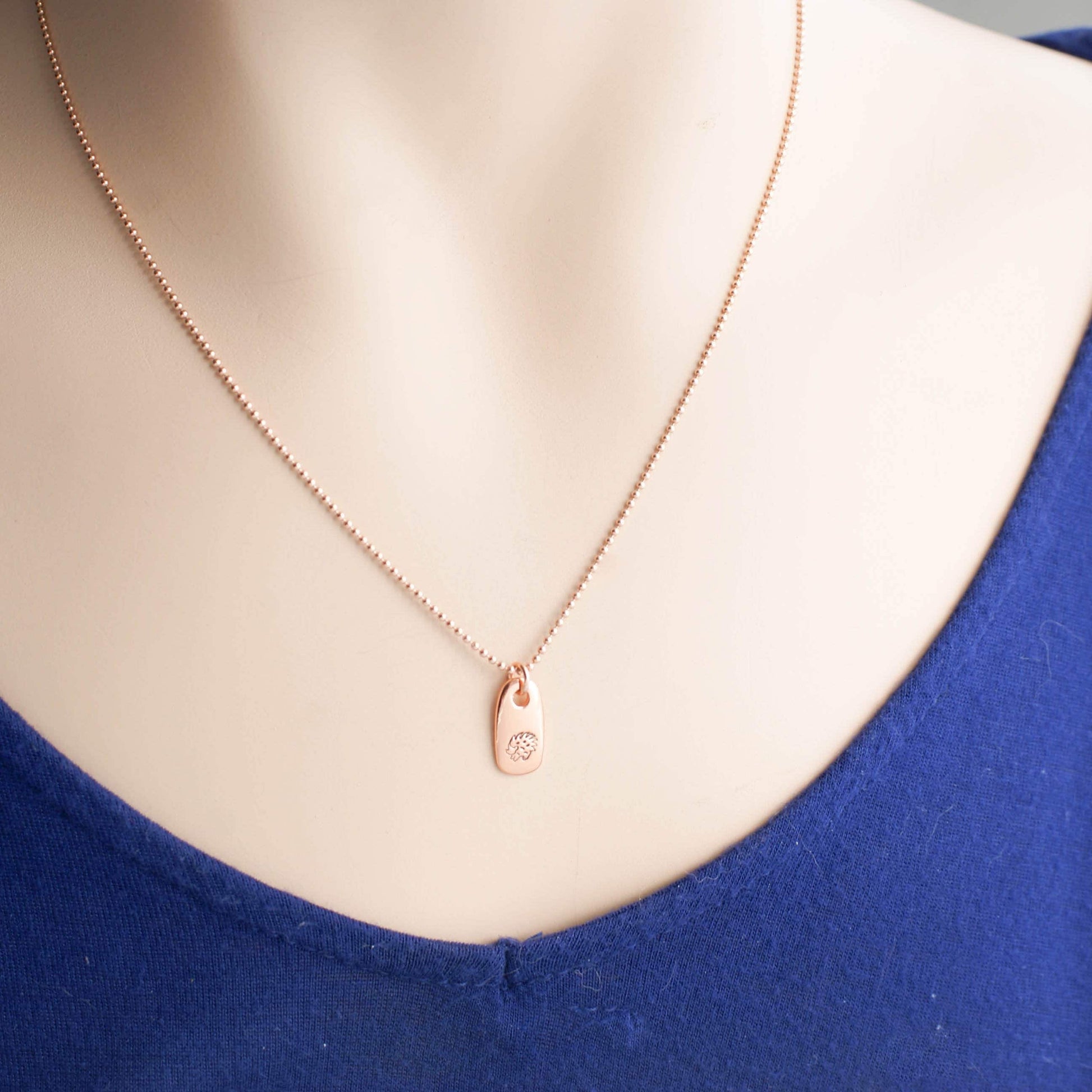 Real Rose Gold Hedgehog Necklace Hedgehog Charm Hedgehog Gift for Hedgehog Lover