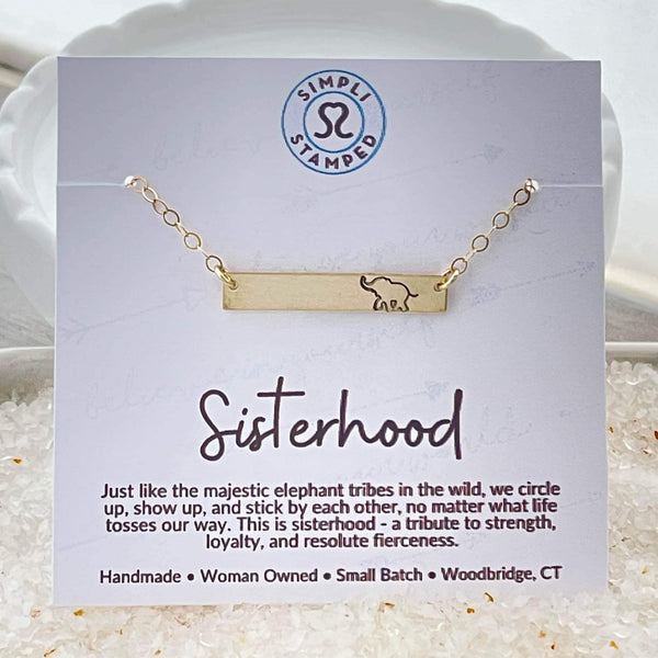 Sisterhood Friendship Elephant Necklace in Gold-filled