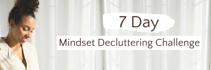 image of woman with a positive mindset and calm peaceful smile on her face in front of white curtains