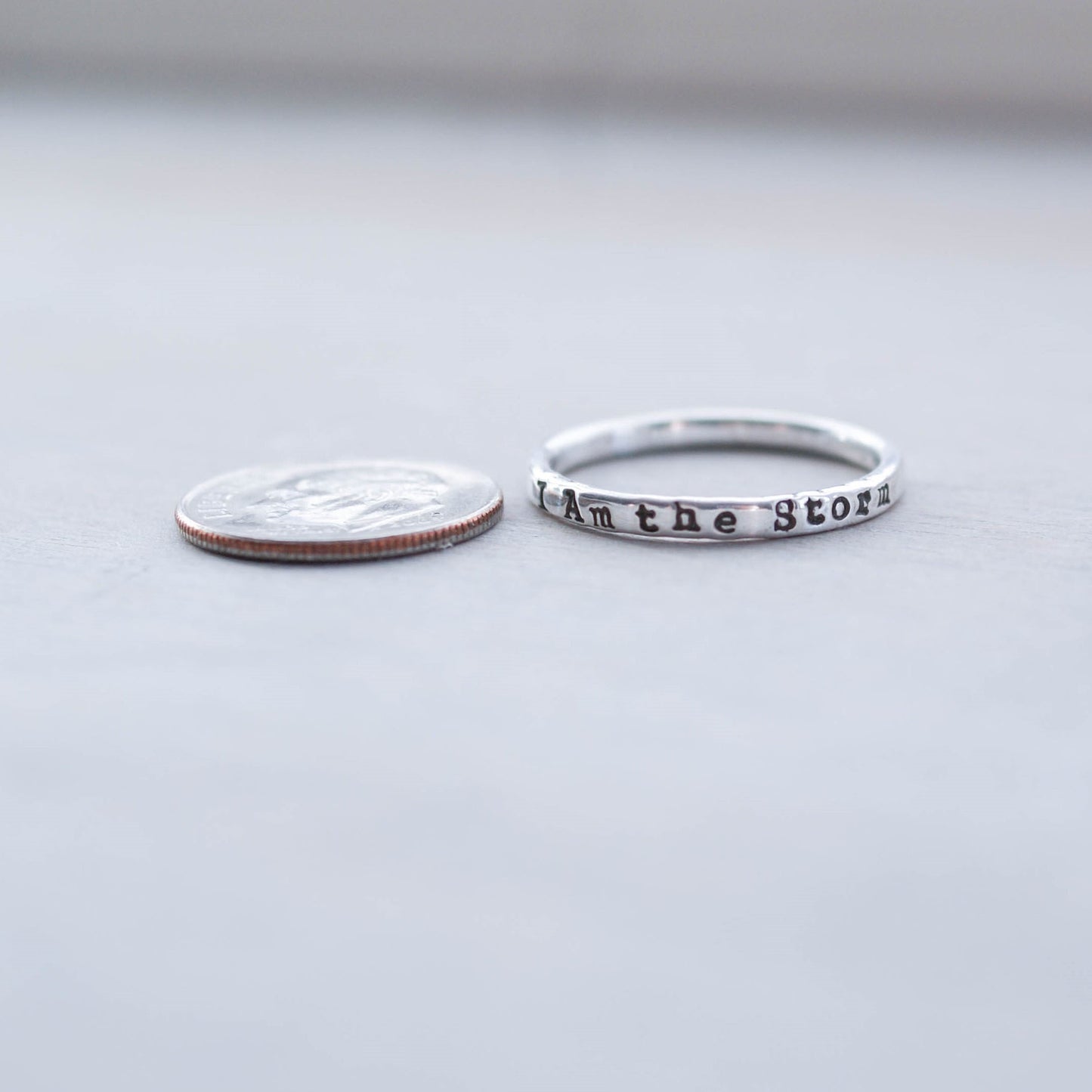 Image of I am the storm inspirational ring on sterling silver