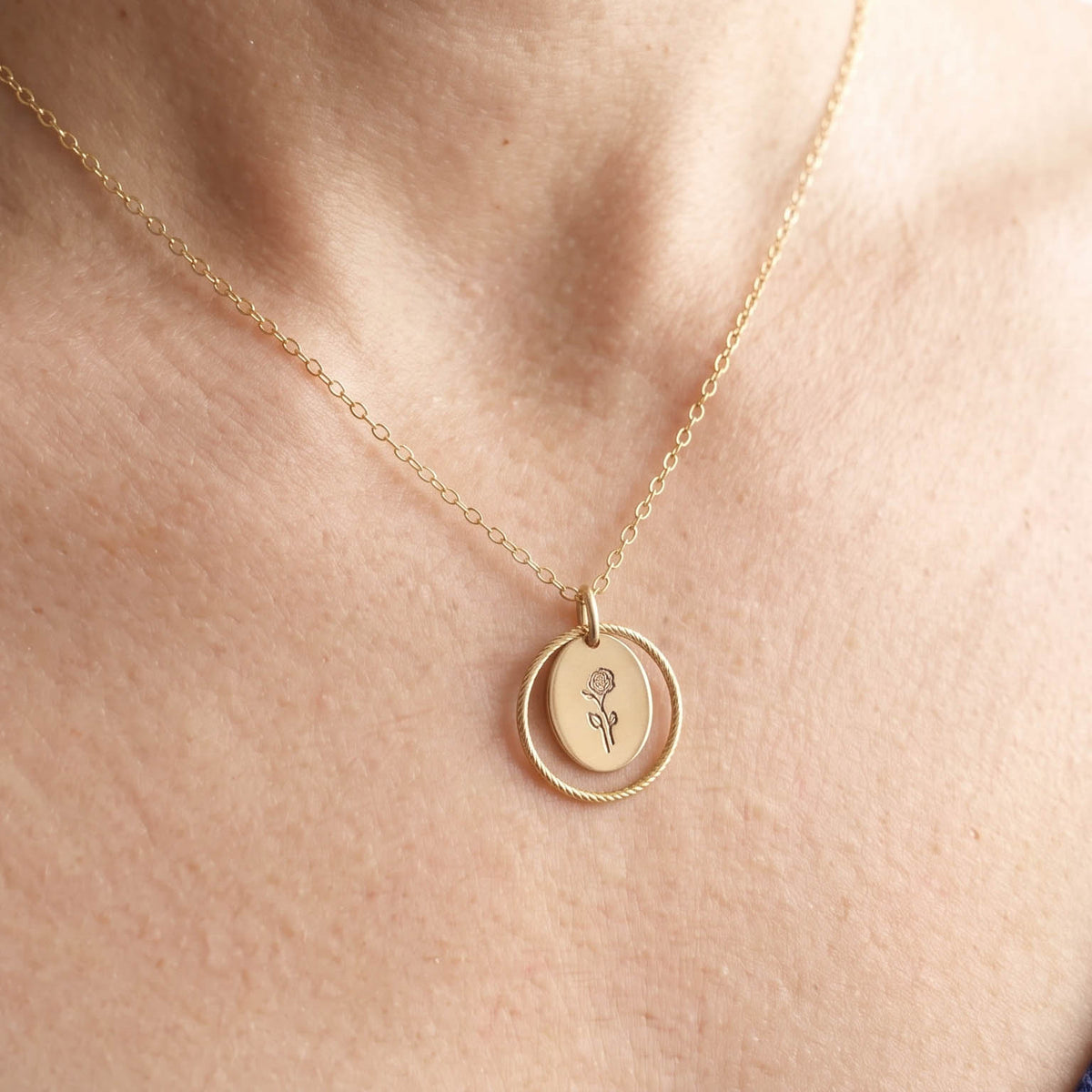 Gold Filled Birth Flower Necklace