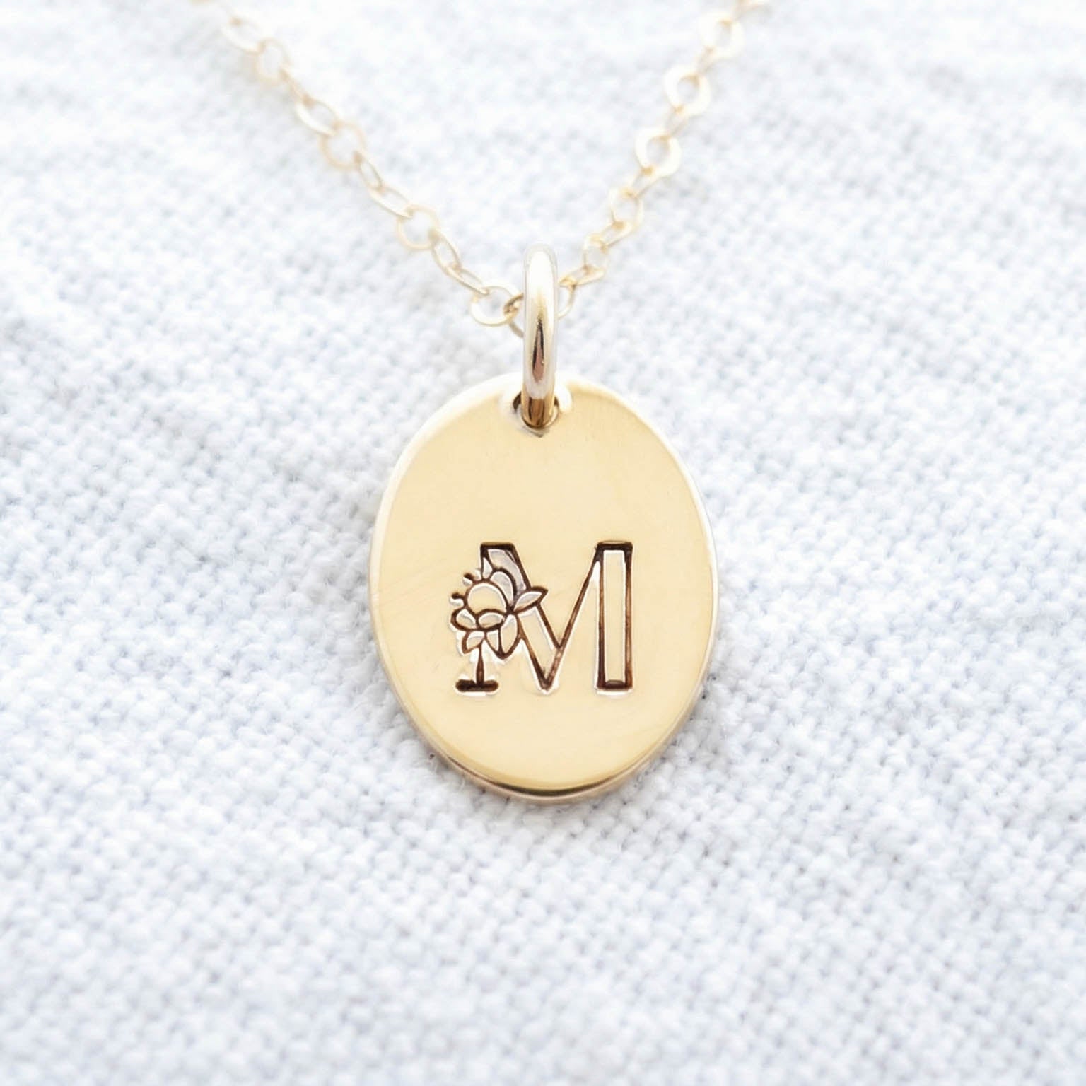 Gold-Filled Floral Initial Necklace