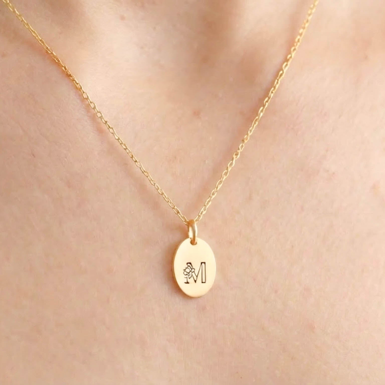 Gold-Filled Floral Initial Necklace