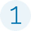 A simple blue number one icon centered inside a pale blue circle on a white background.