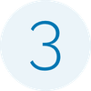 A large blue number 3 centered inside a pale blue circular badge on a white background.