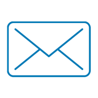 A simple blue envelope icon inside a rounded rectangle on a white background.