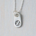 Silver baseball necklace in artisan pewter