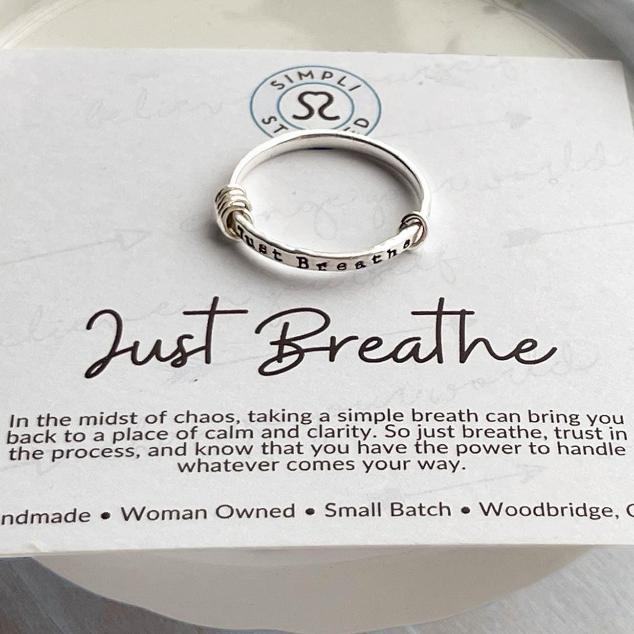 Just Breathe Anxiety Ring in Sterling Silver