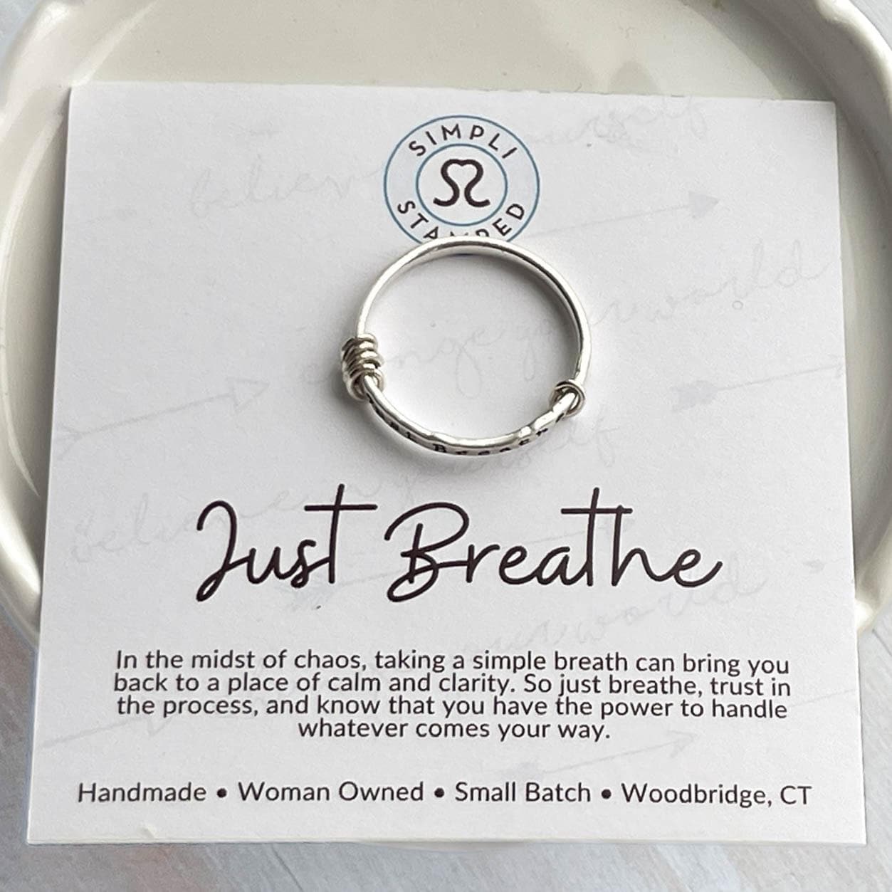 Just Breathe Anxiety Ring in Sterling Silver