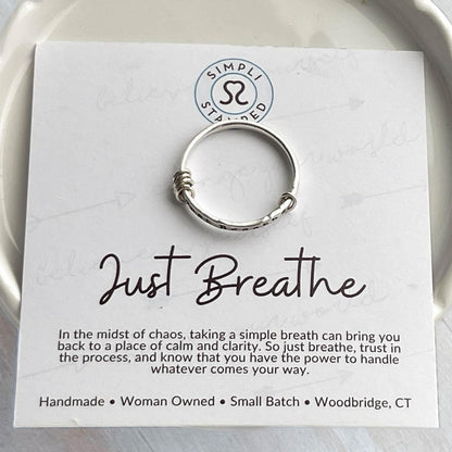 Just Breathe Anxiety Ring in Sterling Silver