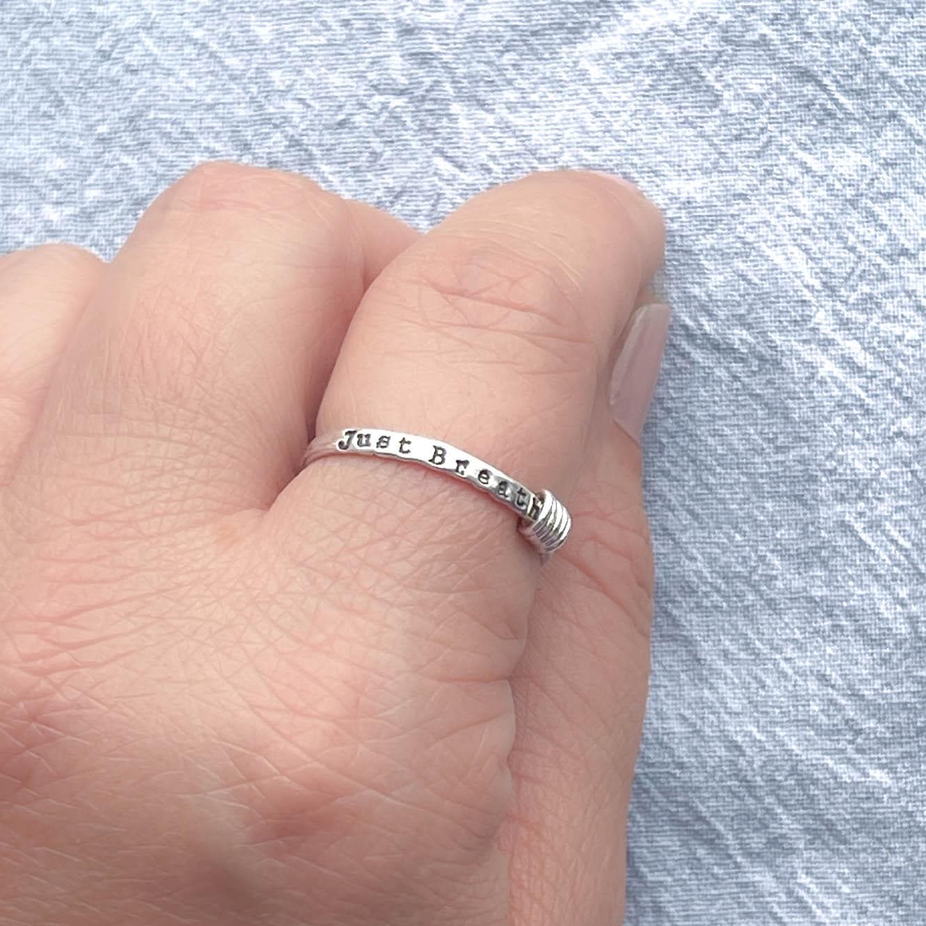 Just Breathe Anxiety Ring in Sterling Silver