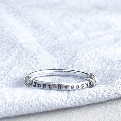 ADHD Ring, Just Breathe, Anxiety Fidget Ring in Sterling Silver
