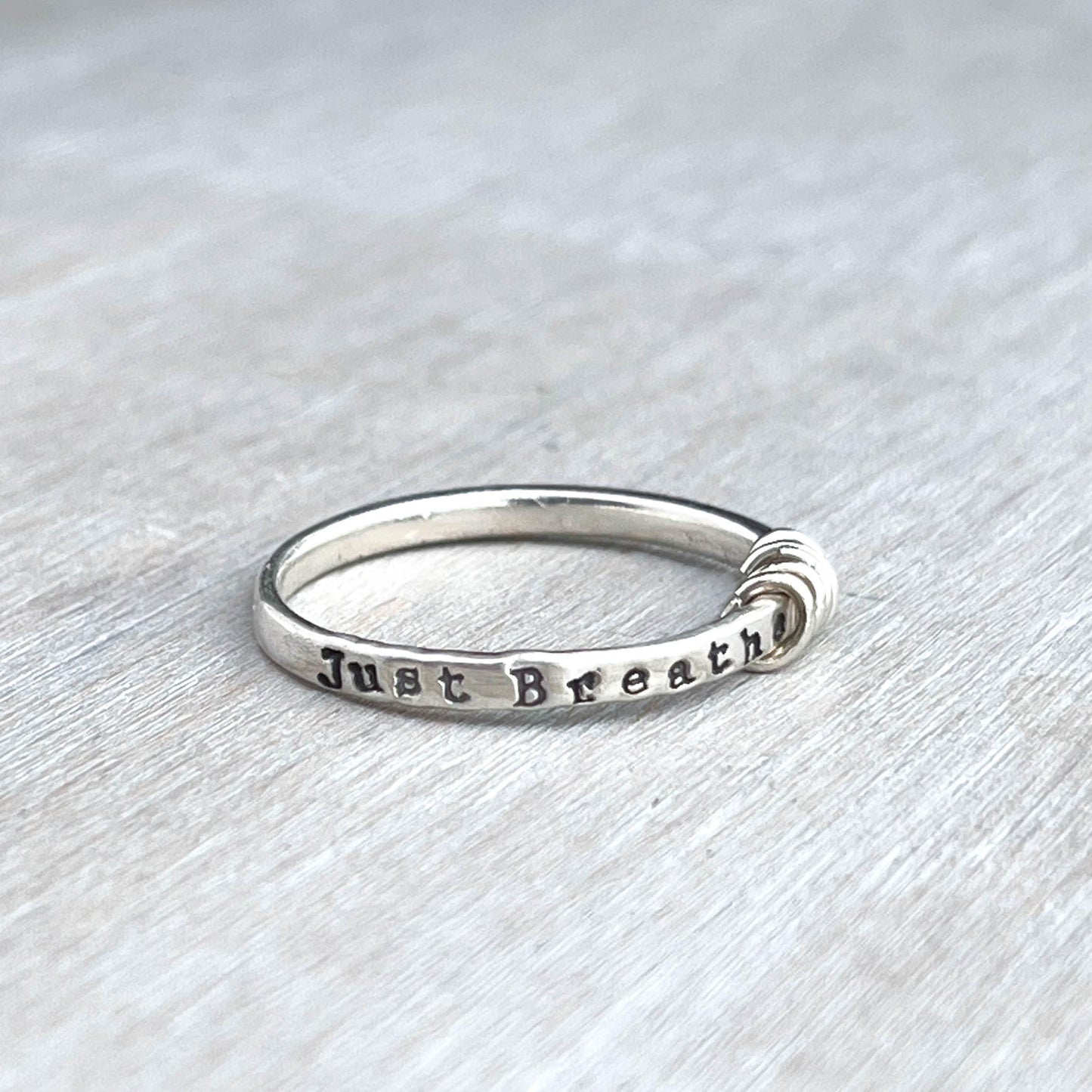 ADHD Ring, Just Breathe, Anxiety Fidget Ring in Sterling Silver