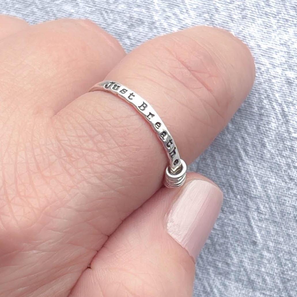ADHD Ring, Just Breathe, Anxiety Fidget Ring in Sterling Silver