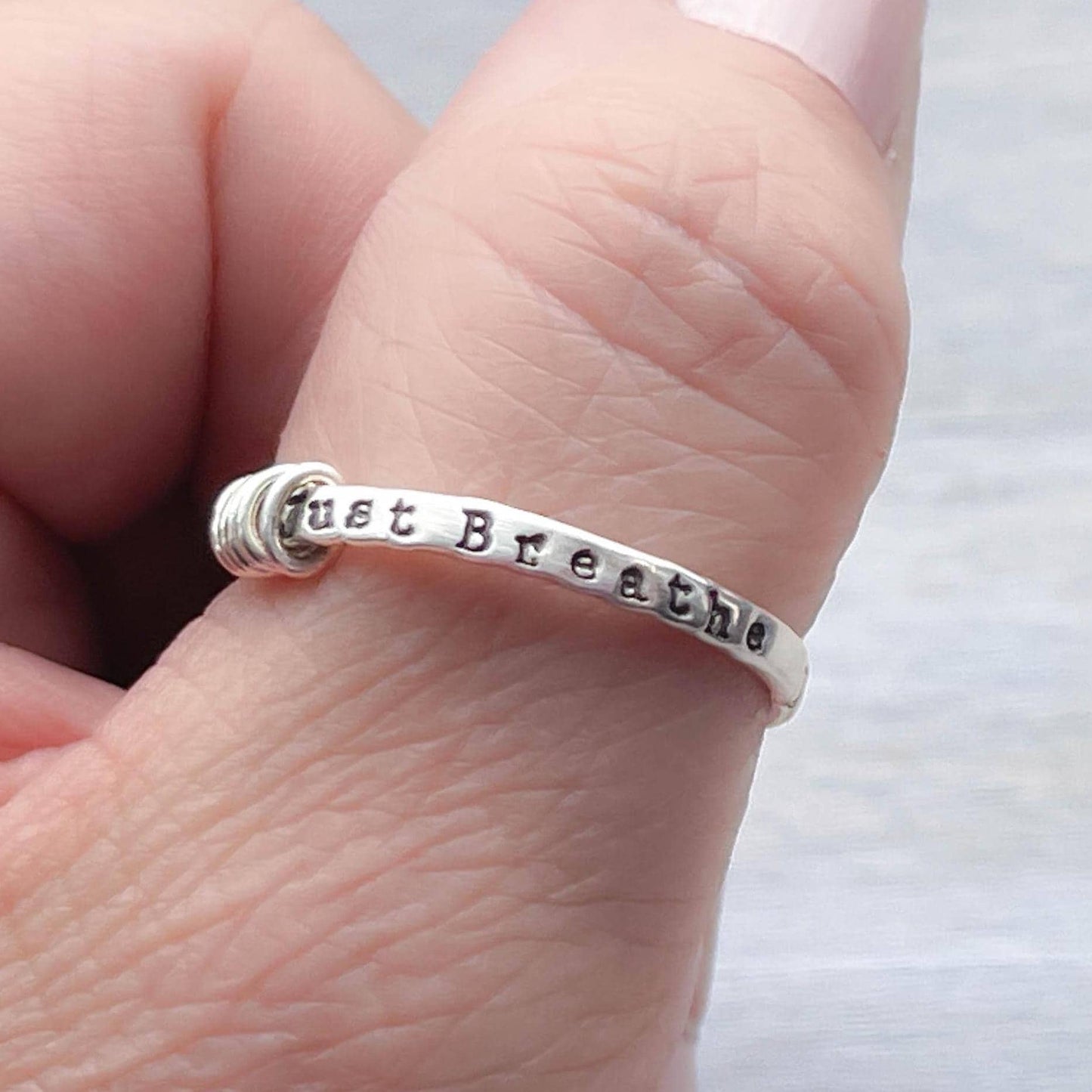 Just Breathe Anxiety Ring in Sterling Silver