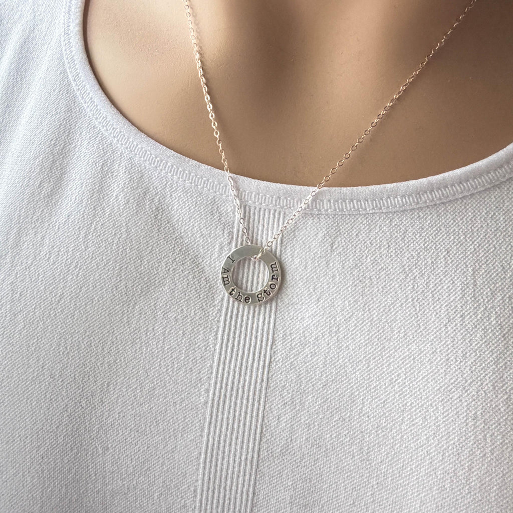 I Am the Storm Necklace, Sterling Silver Affirmation Pendant, Resilience Jewelry, Strong Woman Gift, Meaningful Encouragement Gift