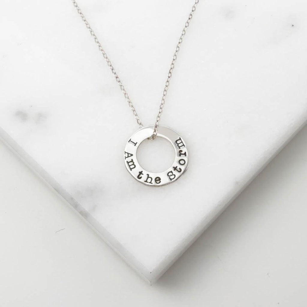 I Am the Storm Necklace, Sterling Silver Affirmation Pendant, Resilience Jewelry, Strong Woman Gift, Meaningful Encouragement Gift