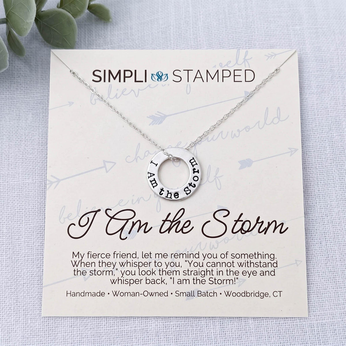 I Am the Storm Necklace, Sterling Silver Affirmation Pendant, Resilience Jewelry, Strong Woman Gift, Meaningful Encouragement Gift