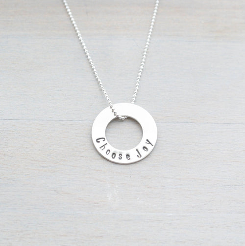 Choose Joy Circle Necklace in Sterling Silver