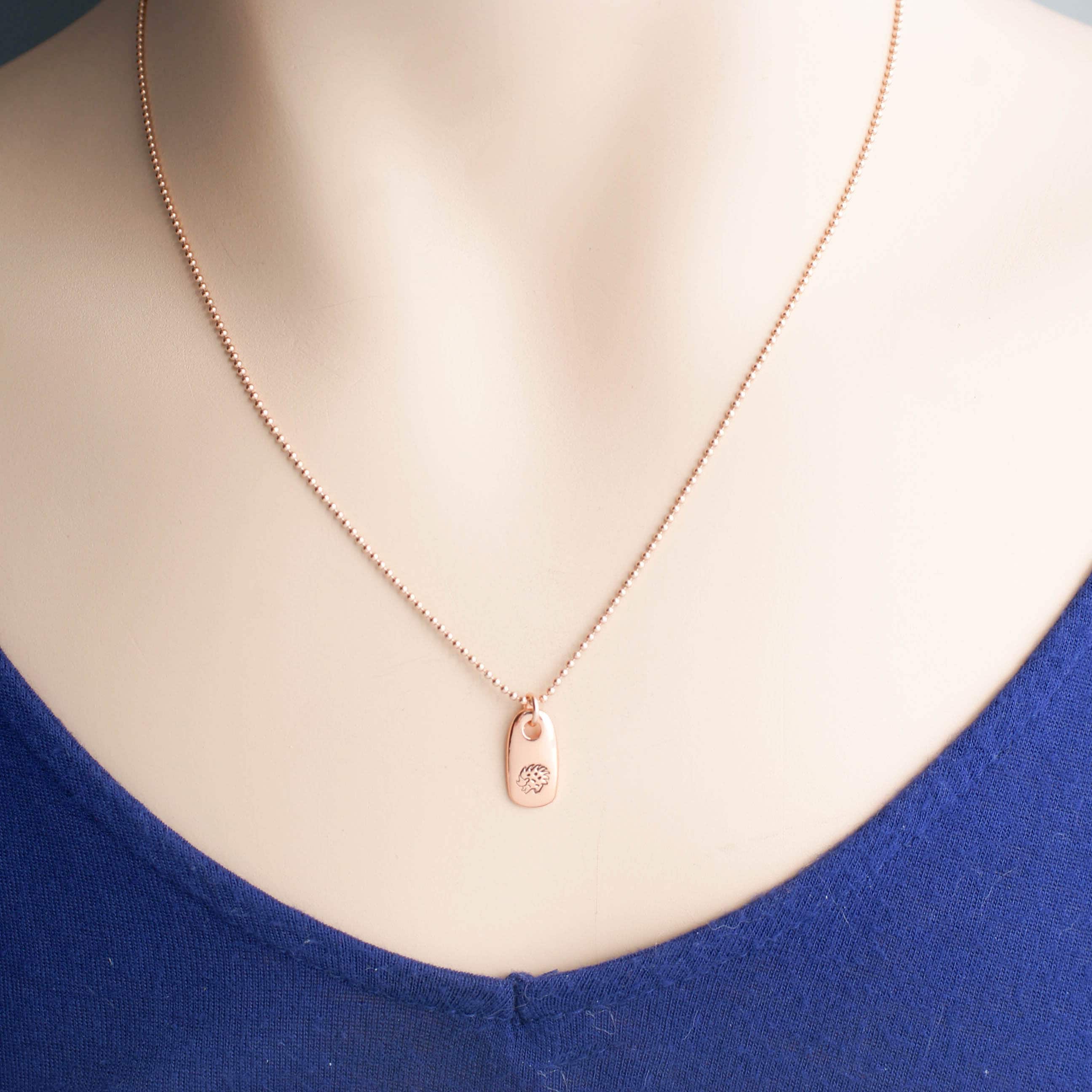 Real Rose Gold Hedgehog Necklace Hedgehog Charm Hedgehog Gift for Hedgehog Lover