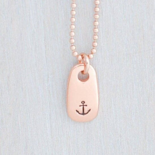 Refuse to Sink Anchor Necklace in Rose Gold