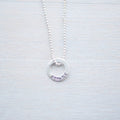 Sterling silver tiny circle stamped with Strong necklace